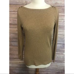 J.crew tan painter Button boatneck t-shirt